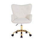 Sedia da Ufficio Girevole, Tessuto Teddy, Gambe Cromate Oro