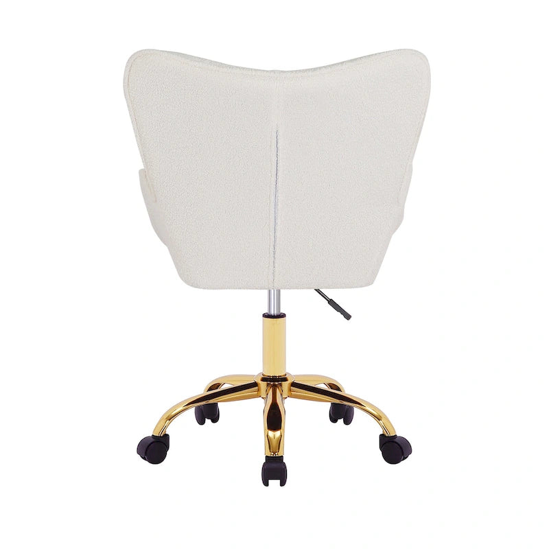 Sedia da Ufficio Girevole, Tessuto Teddy, Gambe Cromate Oro