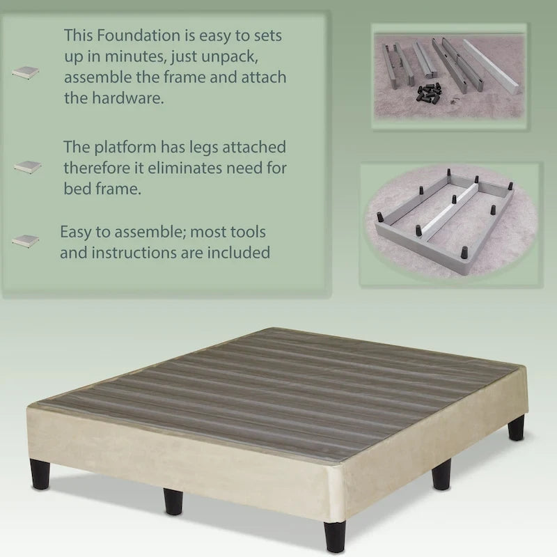 13 Base letto a piattaforma con gambe per materasso, Beige