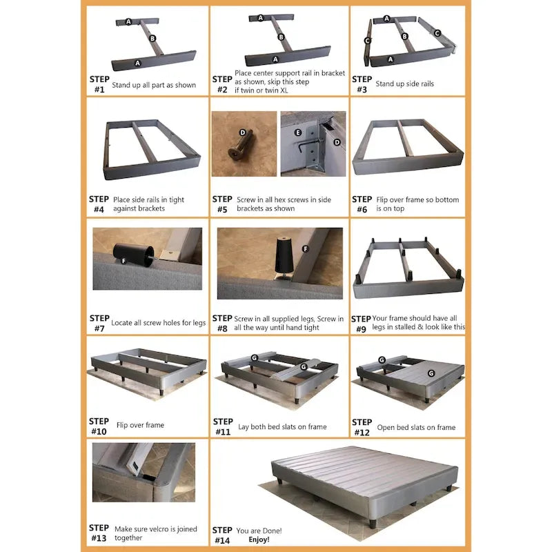 13 Base letto a piattaforma con gambe per materasso, Beige