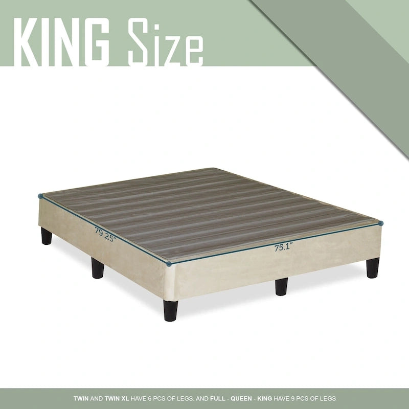 13 Base letto a piattaforma con gambe per materasso, Beige