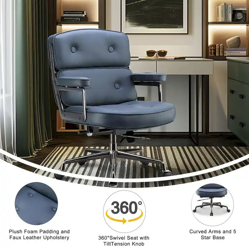 Sedia da ufficio ergonomica in pelle con altezza dello schienale regolabile Lobby Lumbar Support