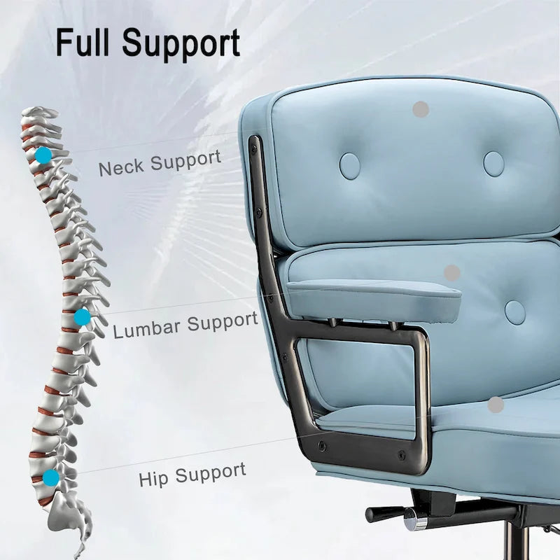 Sedia da ufficio ergonomica in pelle con altezza dello schienale regolabile Lobby Lumbar Support