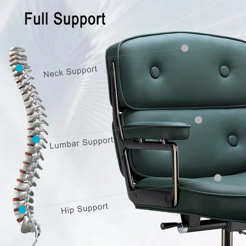 Sedia da ufficio ergonomica in pelle con altezza dello schienale regolabile Lobby Lumbar Support