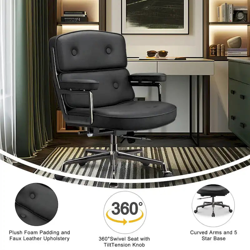 Sedia da ufficio ergonomica in pelle con altezza dello schienale regolabile Lobby Lumbar Support