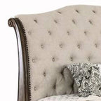 Letto California King con testiera e pediera a slitta, marrone e beige