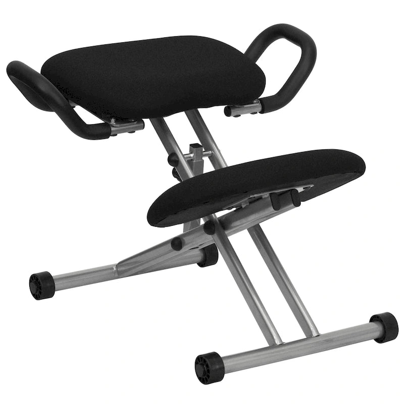 Sedia da ufficio ergonomica inginocchiata con maniglie in tessuto