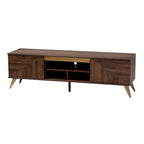 Mobile TV a 2 ante in legno con finitura noce stile Mid-Century Modern Transizionale