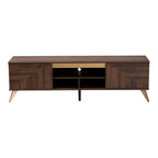 Mobile TV a 2 ante in legno con finitura noce stile Mid-Century Modern Transizionale