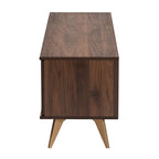 Mobile TV a 2 ante in legno con finitura noce stile Mid-Century Modern Transizionale