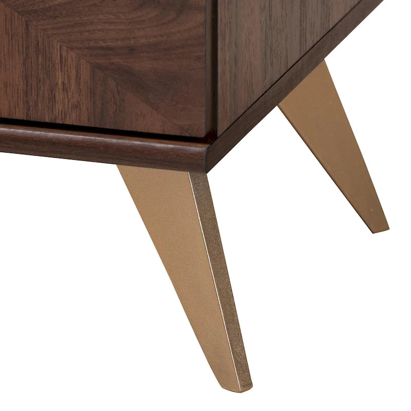 Mobile TV a 2 ante in legno con finitura noce stile Mid-Century Modern Transizionale