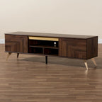 Mobile TV a 2 ante in legno con finitura noce stile Mid-Century Modern Transizionale