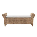 Panca contenitore Boho Farmhouse in rattan con intagli a traforo
