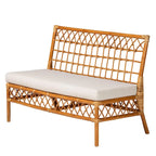 Set panca angolare da pranzo moderno bohémien in rattan color miele da 3 pezzi