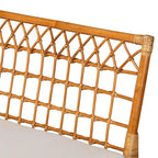 Set panca angolare da pranzo moderno bohémien in rattan color miele da 3 pezzi