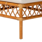 Set panca angolare da pranzo moderno bohémien in rattan color miele da 3 pezzi
