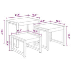 Set di 3 Tavolini Nidificabili, Legno di Sheesham, Struttura in Acciaio Nero