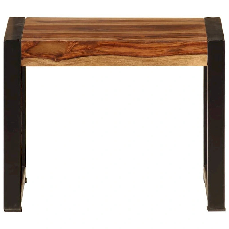 Set di 3 Tavolini Nidificabili, Legno di Sheesham, Struttura in Acciaio Nero