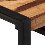 Set di 3 Tavolini Nidificabili, Legno di Sheesham, Struttura in Acciaio Nero