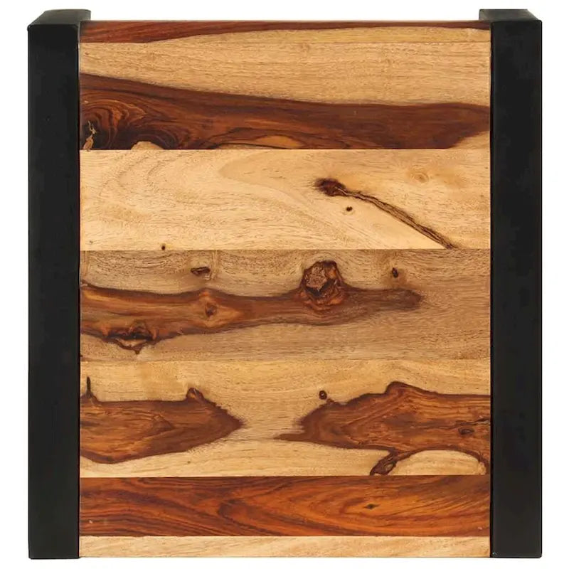 Set di 3 Tavolini Nidificabili, Legno di Sheesham, Struttura in Acciaio Nero