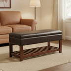 Monza Storage Chest Bench, Espresso and Walnut - 42.52W x 15.75D x 20.47