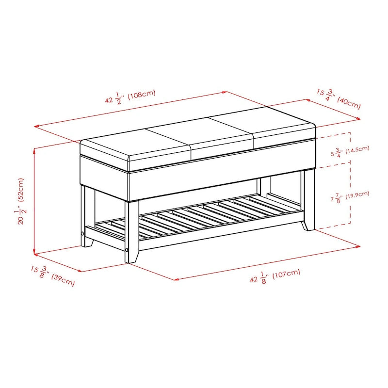 Panca contenitore, Espresso e Noce - 42.52L x 15.75P x 20.47H
