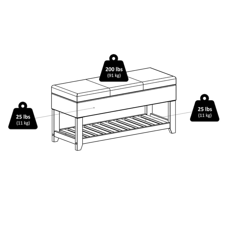 Panca contenitore, Espresso e Noce - 42.52L x 15.75P x 20.47H
