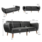 Divano Letto Futon Convertibile in Pelle PU, Divano Letto Regolabile con Gambe in Legno - 81 x 33,5 x 31,5 (L x P x A)