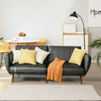 Divano Letto Futon Convertibile in Pelle PU, Divano Letto Regolabile con Gambe in Legno - 81 x 33,5 x 31,5 (L x P x A)