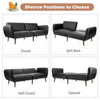 Divano Letto Futon Convertibile in Pelle PU, Divano Letto Regolabile con Gambe in Legno - 81 x 33,5 x 31,5 (L x P x A)
