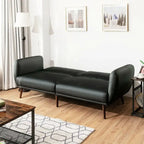 Divano Letto Futon Convertibile in Pelle PU, Divano Letto Regolabile con Gambe in Legno - 81 x 33,5 x 31,5 (L x P x A)