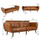 Divano Letto Futon Convertibile in Pelle PU, Divano Letto Regolabile con Gambe in Legno - 81 x 33,5 x 31,5 (L x P x A)