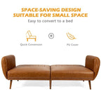 Divano Letto Futon Convertibile in Pelle PU, Divano Letto Regolabile con Gambe in Legno - 81 x 33,5 x 31,5 (L x P x A)