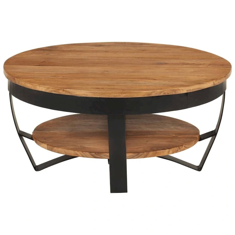 Tavolino da Salotto 65x65x32 cm in Legno Massello di Acacia