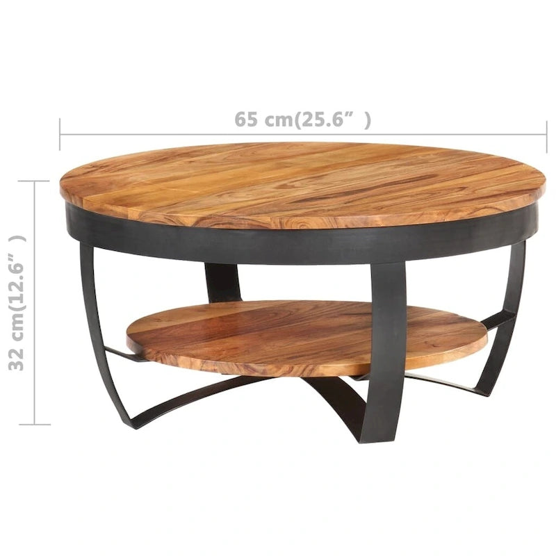 Tavolino da Salotto 65x65x32 cm in Legno Massello di Acacia