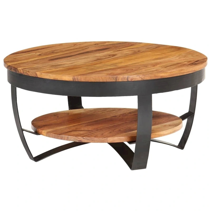 Tavolino da Salotto 65x65x32 cm in Legno Massello di Acacia