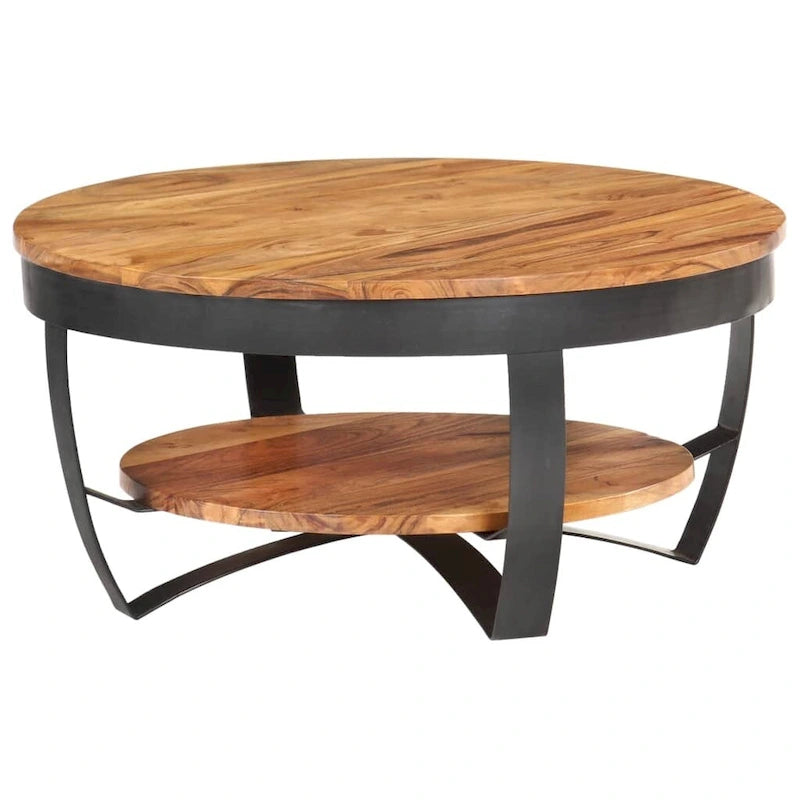 Tavolino da Salotto 65x65x32 cm in Legno Massello di Acacia