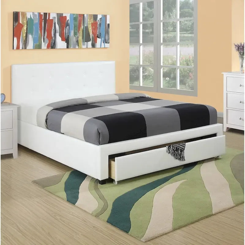 Contenitore sottoletto matrimoniale, letto imbottito in ecopelle