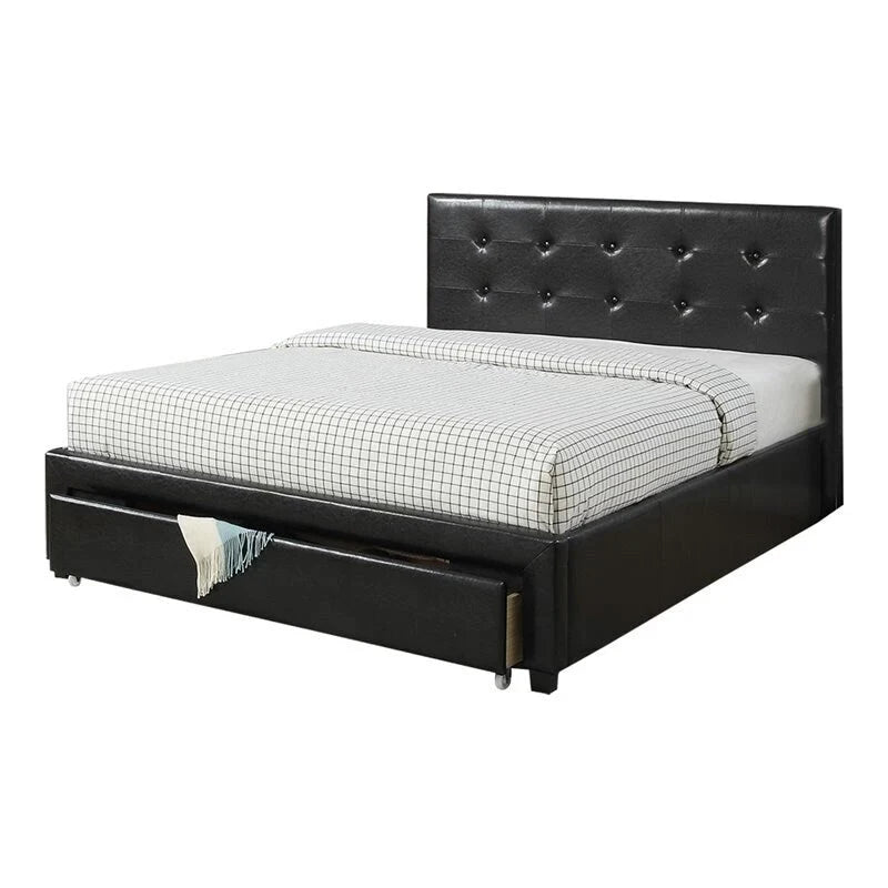 Contenitore sottoletto matrimoniale, letto imbottito in ecopelle