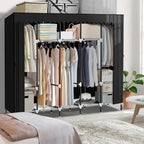 Armadi Portatili Neri per Vestiti Appesi - 82P x 45L x 175A
