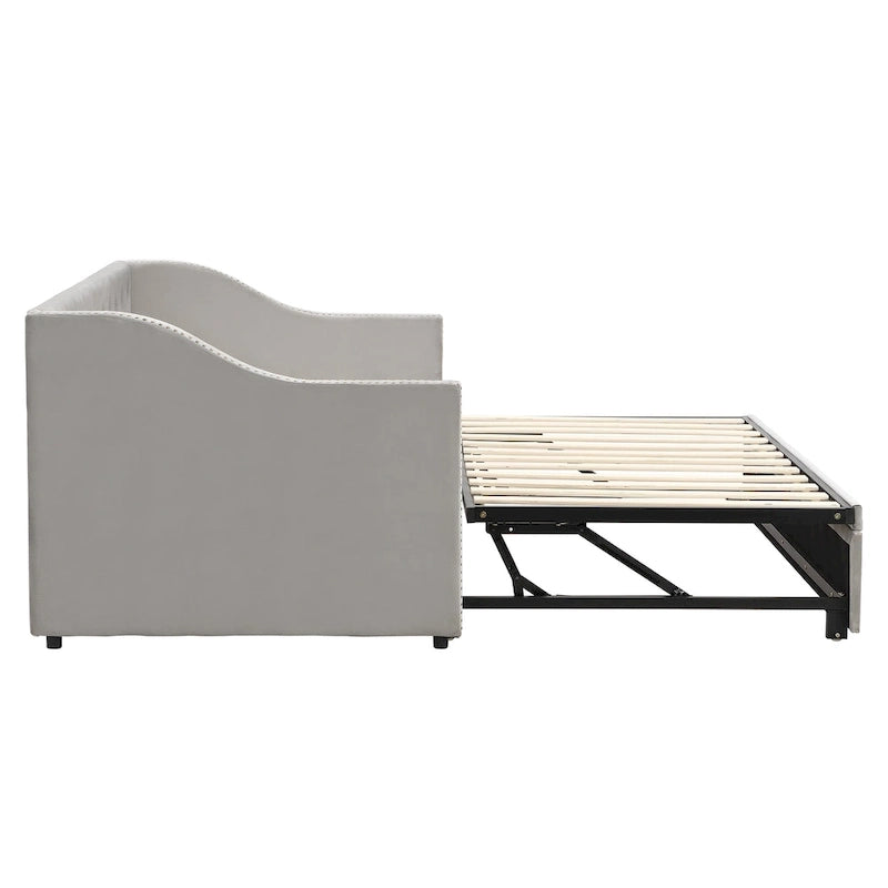Letto da giorno imbottito a una piazza con letto estraibile a scomparsa