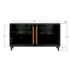 Mobile Buffet Credenza in Rattan con Pannelli a Grana Pregiata Lavorati a Mano e 4 Ante in Rattan