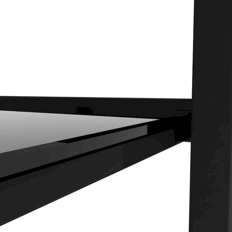 Set di 2, tavolino da tè in vetro a due strati, tavolino rotondo piccolo, tavolino da angolo per camera da letto, tavolino laterale da soggiorno, nero