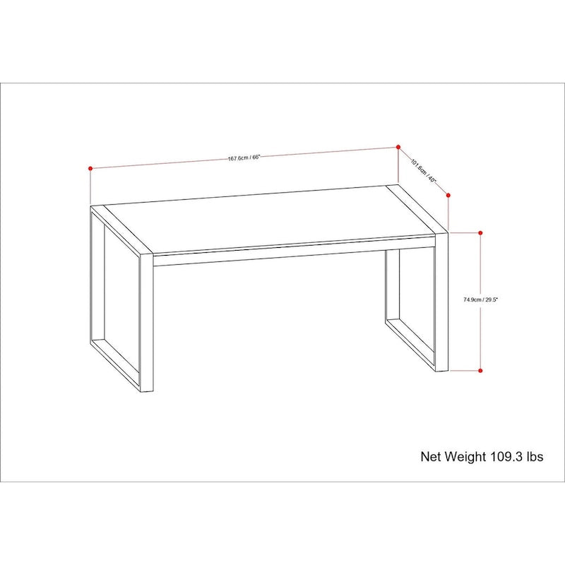 Tavolo da pranzo moderno industriale rettangolare 66 x 40 pollici - 66 pollici di larghezza