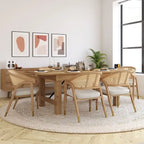 Sedia da pranzo in rattan intrecciato con schienale in canna e seduta imbottita