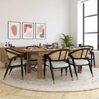 Sedia da pranzo in rattan intrecciato con schienale in canna e seduta imbottita