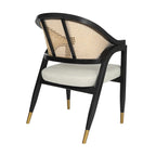 Sedia da pranzo in rattan intrecciato con schienale in canna e seduta imbottita