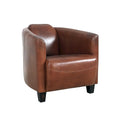 Poltrona Madison in pelle fiore, marrone - L70xP76xH68 cm