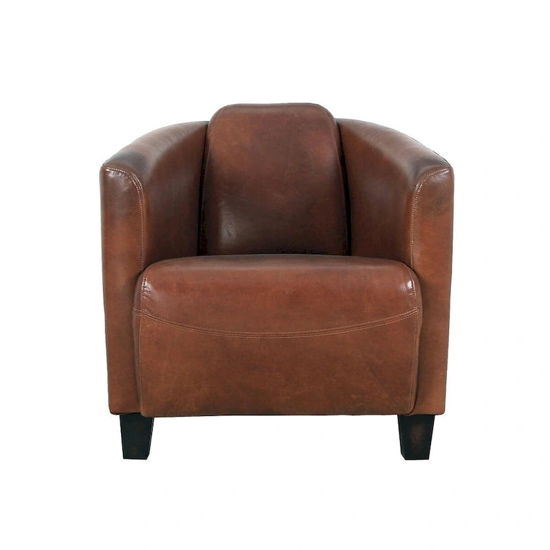 Poltrona Madison in pelle fiore, marrone - L70xP76xH68 cm