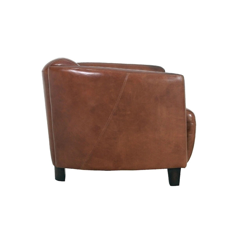 Poltrona Madison in pelle fiore, marrone - L70xP76xH68 cm